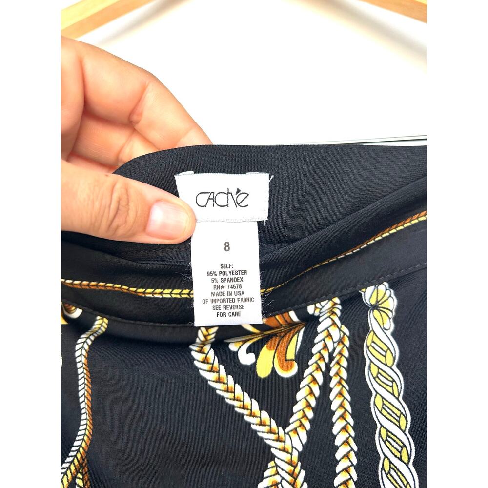 Vintage Y2K Cache Set Halter Top Mini Skirt Baroque Scarf Versace Medium 8 Gold - Picture 10 of 13